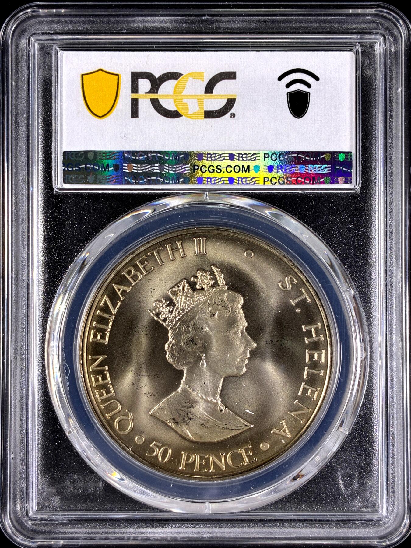 【雨安】【直播拍卖】【第0129期-评级币章】2026-03-21 周六 19:30 (金价1115, 银价20.09) [评级现代] St. Helena 圣赫勒拿岛 50便士 2000年 王太后  PCGS-MS67