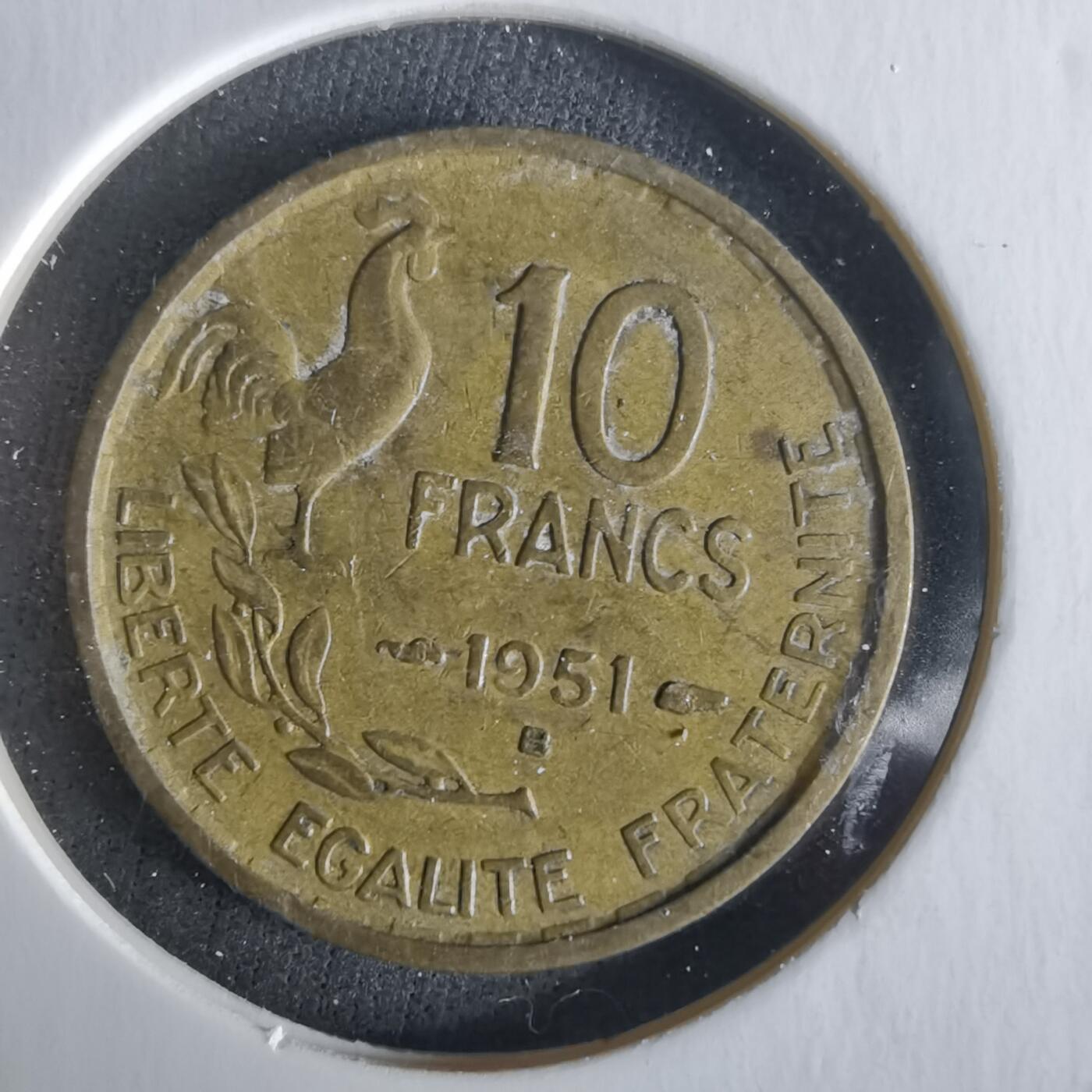 沼泽如烟--第1026场 法国1951年10法郎B版