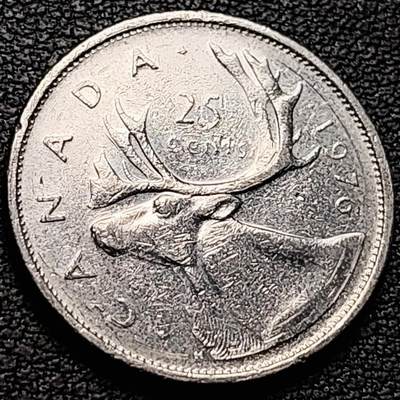 泉币菌-第212场-拍品多 请提前出价（工作最近较忙 发货不及时，望理解） - 高币值 加拿大1976年1/4加拿大元 伊丽莎白二世 驯鹿 24mm 