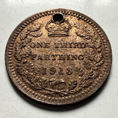 🌹外币初藏🌹🐯2026年第30场   每周二四六晚8️⃣点 接代拍 - 英国1913年乔治五世1/3法新（打孔）