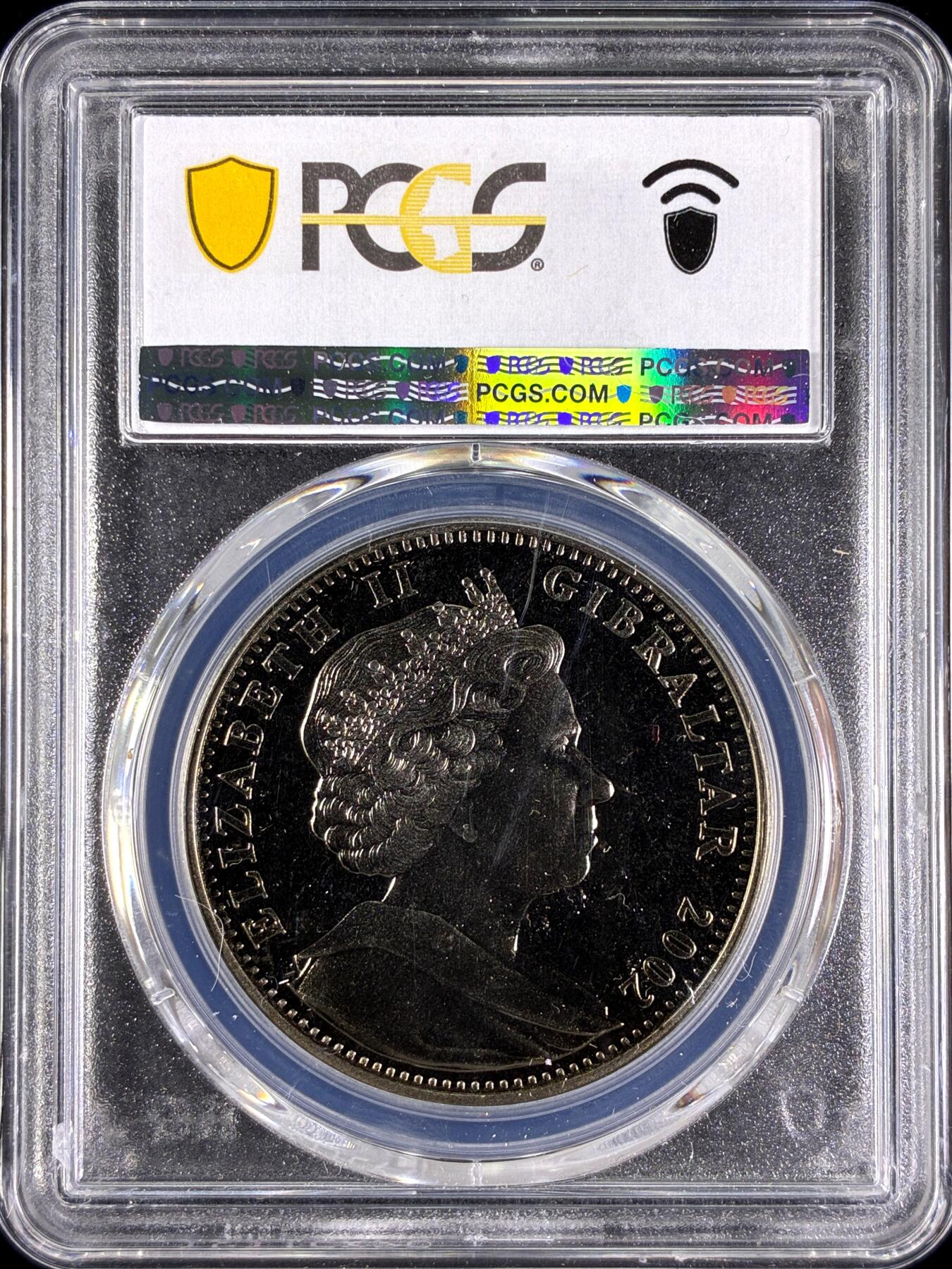 【雨安】【直播拍卖】【第0129期-评级币章】2026-03-21 周六 19:30 (金价1115, 银价20.09) [评级现代] Gibraltar 直布罗陀 1克朗 2002年 威廉受洗  PCGS-MS67