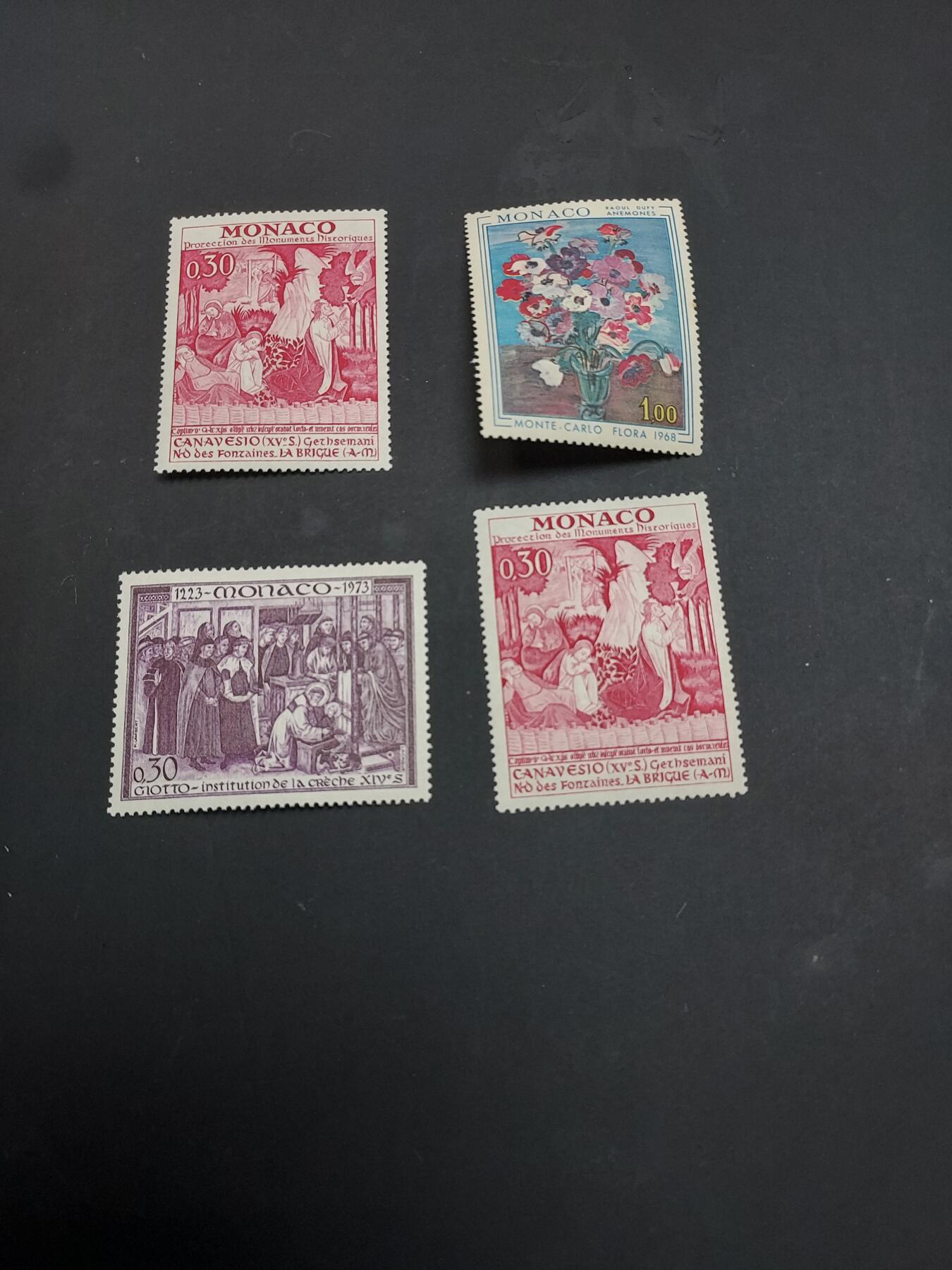 博彦收藏    3月25日 8点 外国邮票专场 摩纳哥邮票4枚，上品