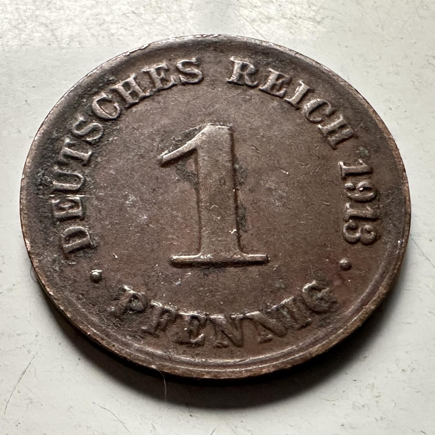 🌹外币初藏🌹🐯2026年第30场   每周二四六晚8️⃣点 接代拍 德国1913年 1芬尼 铜币 长翅鹰