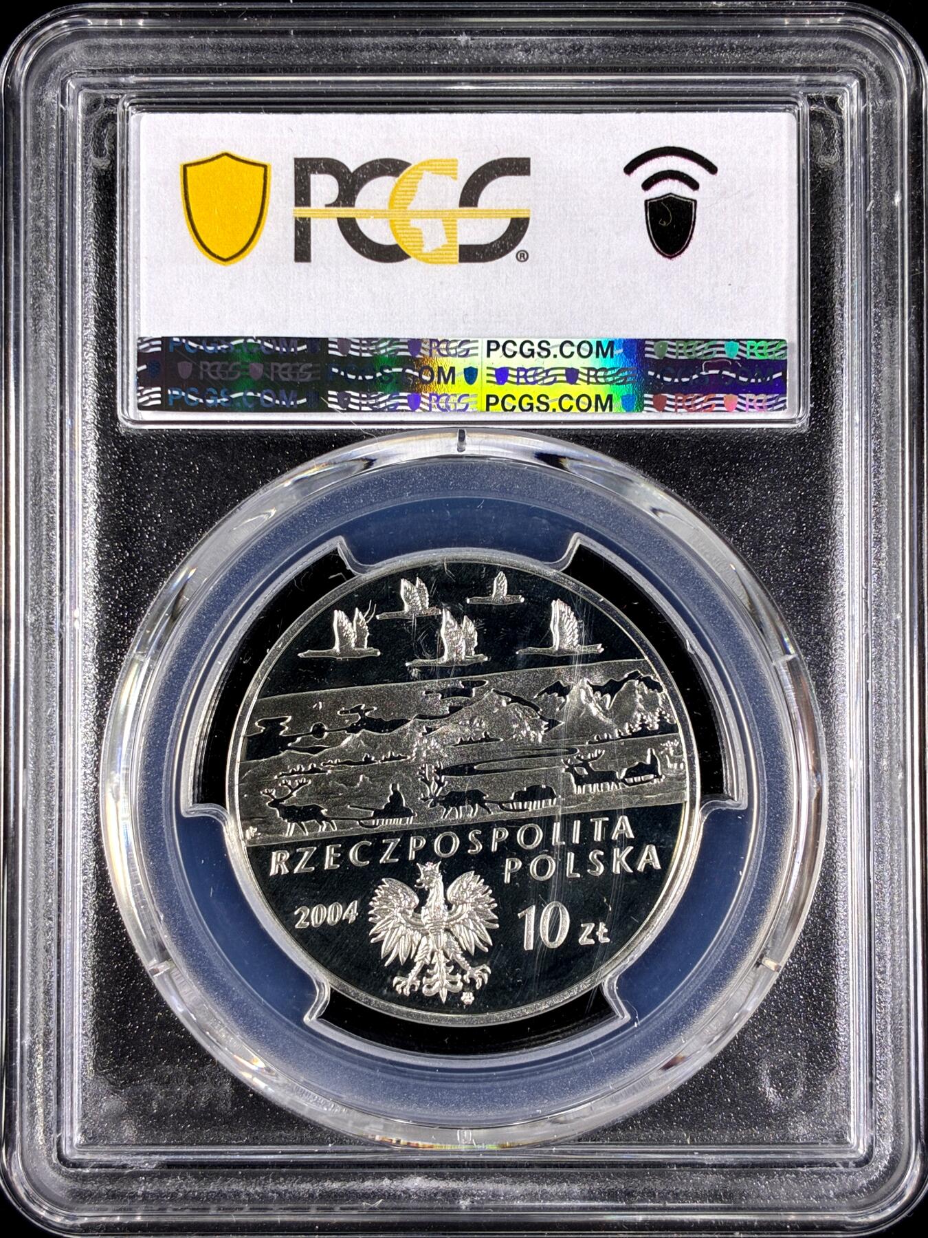 【雨安】【直播拍卖】【第0129期-评级币章】2026-03-21 周六 19:30 (金价1115, 银价20.09) [评级现代] Poland 波兰 10兹罗提 2004年 人类学家扬·切卡诺夫斯基 PCGS-PR68DCAM 精制币