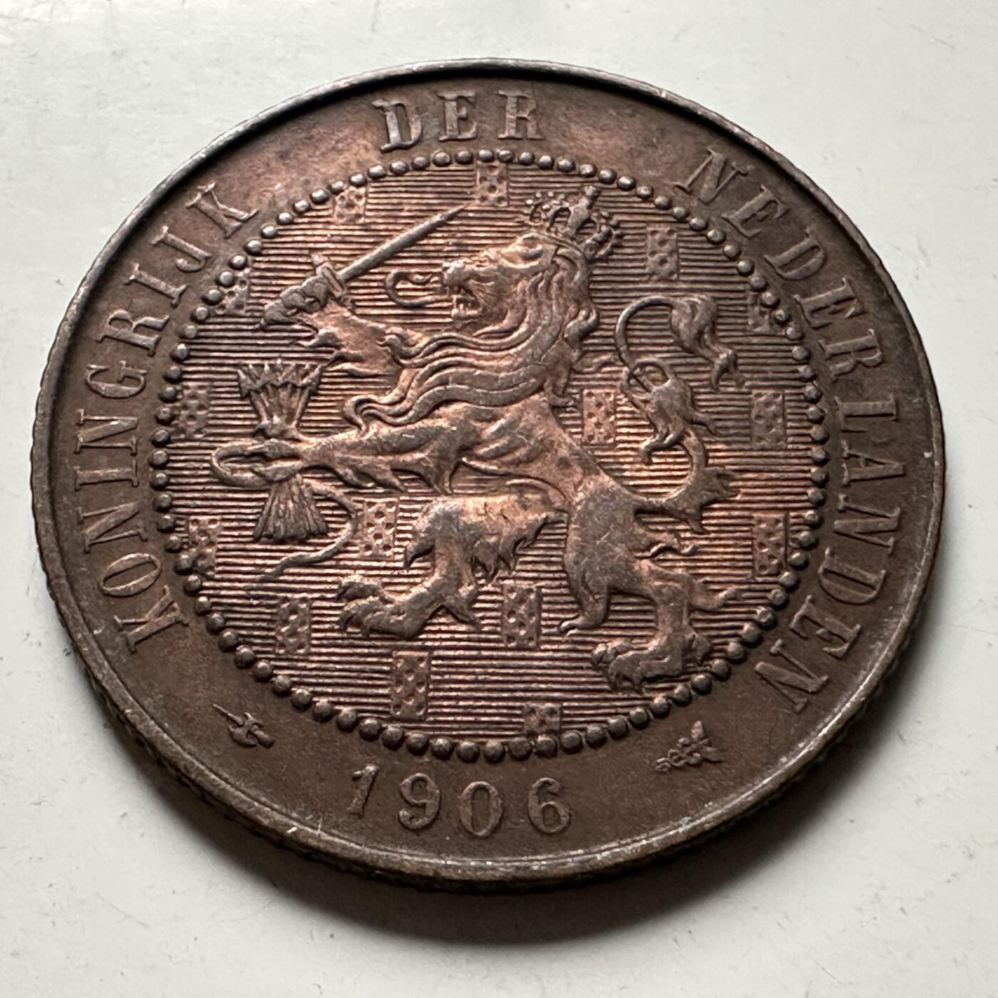 🌹外币初藏🌹🐯2026年第30场   每周二四六晚8️⃣点 接代拍 荷兰1906年威廉明娜 2½分 铜币 持剑狮版