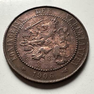 🌹外币初藏🌹🐯2026年第30场   每周二四六晚8️⃣点 接代拍 - 荷兰1906年威廉明娜 2½分 铜币 持剑狮版