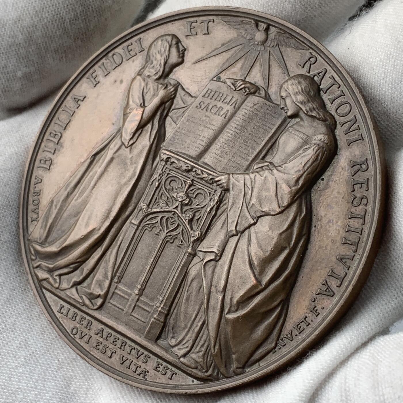 掌中浮雕-藏着的欧洲第055场 1835年瑞士布罗扎图斯宗教改革周年纪念铜章 ，61.5mm 