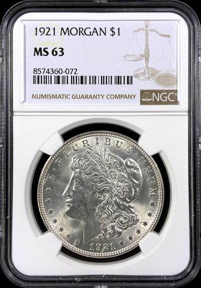 【雨安】【直播拍卖】【第0129期-评级币章】2026-03-21 周六 19:30 (金价1115, 银价20.09) - [评级美洲] USA 美国 1美元 (1878-1921) 摩根 1921年  NGC-MS63