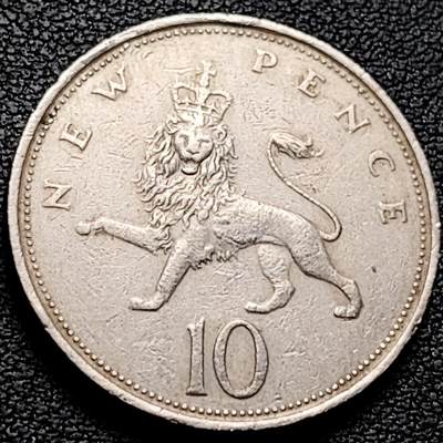 泉币菌-第212场-拍品多 请提前出价（工作最近较忙 发货不及时，望理解） -  1973年 英国10便士 低冠女王头像 24.5mm小版 