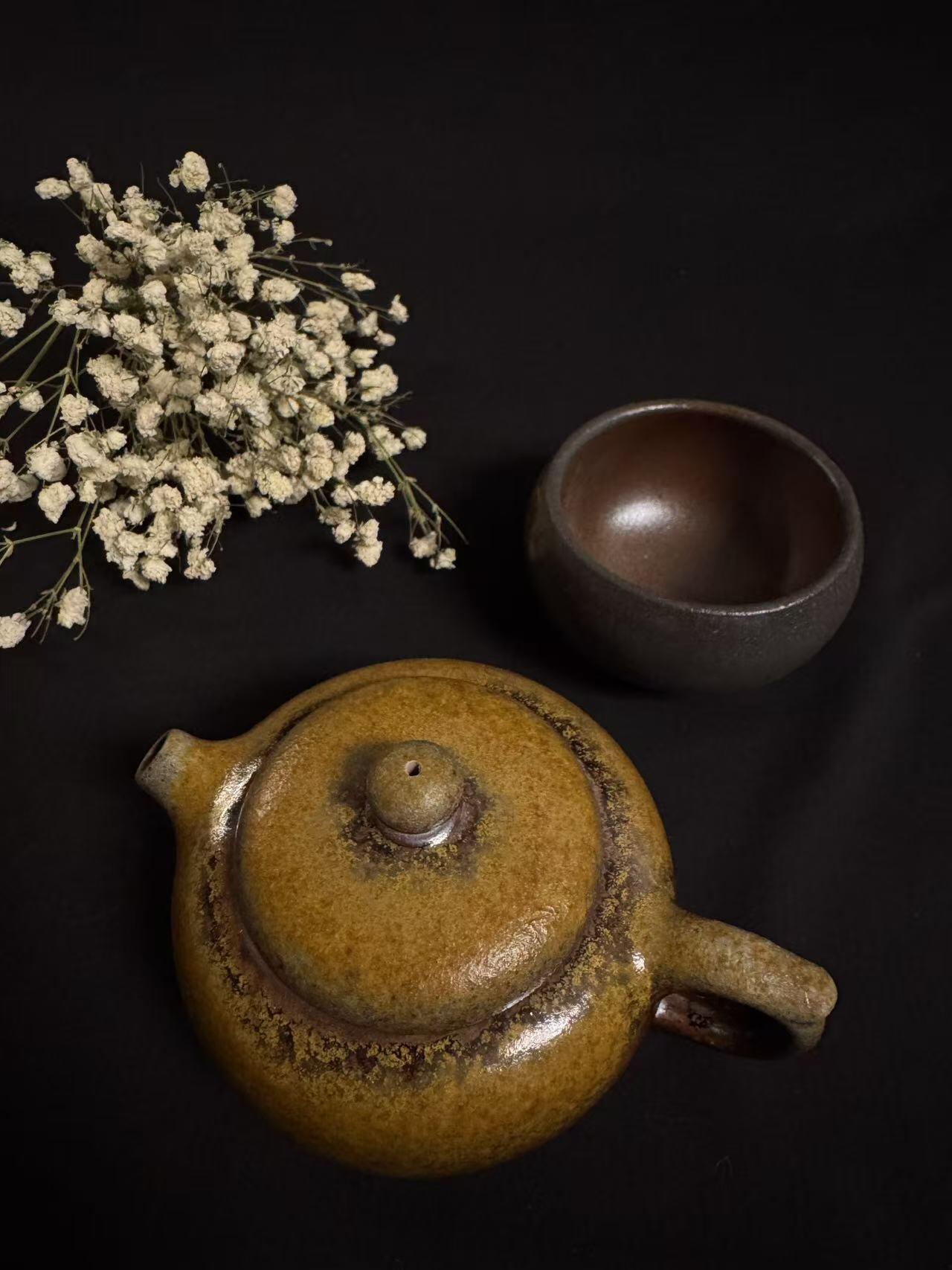 零元拍：原矿紫砂壶柴烧苹果+柴烧主人杯（150CC左右）