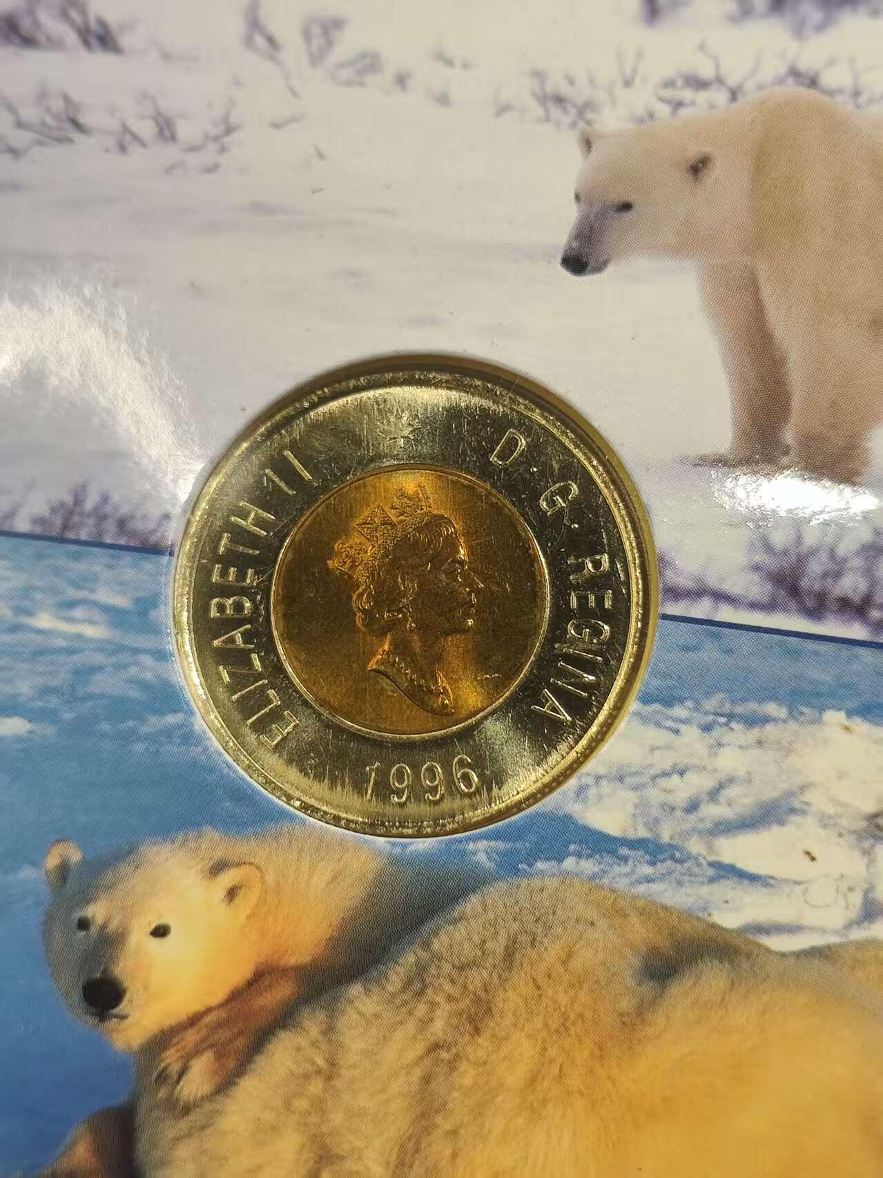 G&W世界散币，银币处理专场（第46场） 加拿大1996年2元  卡装  带一张2加元纸币