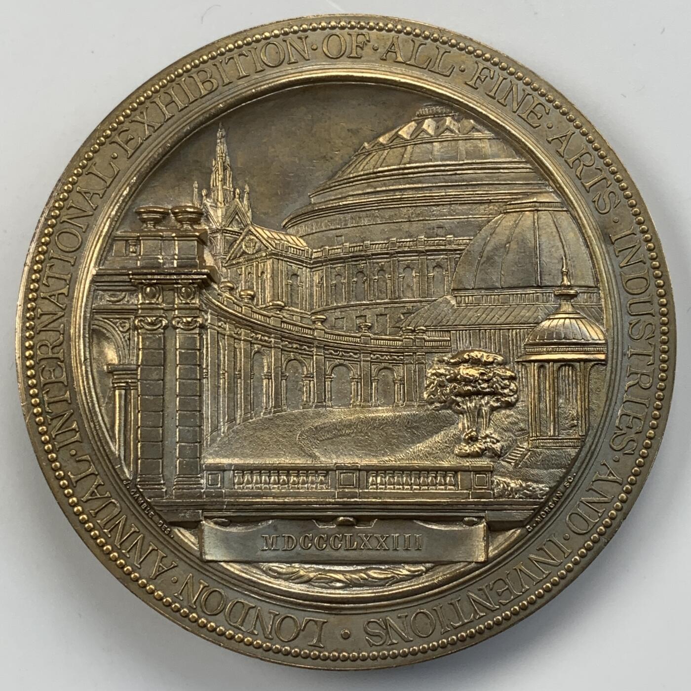 掌中浮雕-藏着的欧洲第055场 1873年伦敦年度国际艺术与发明展览会铜章，70mm，J. E. Boehm and G. T. Morgan雕刻，原盒