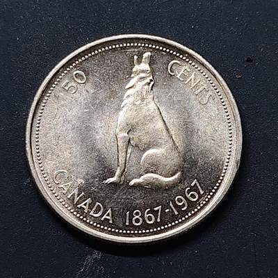 【全场包邮】纯粹捡漏拍512场 - 加拿大1967年50分联邦百年纪念银币【29.7毫米11.66克80%】