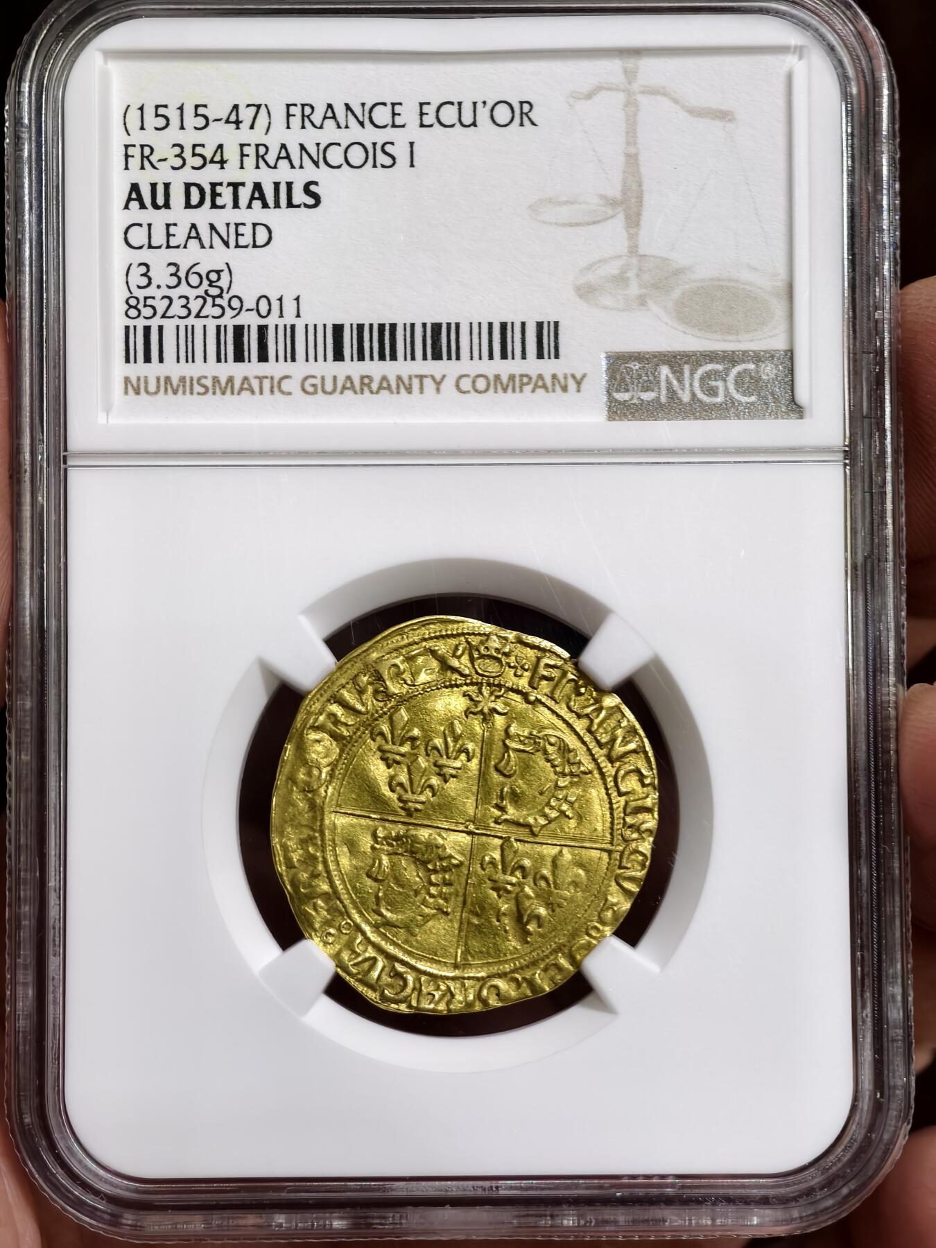 NGC-AUD法国文艺复兴时期弗朗索瓦一世金海豚金币