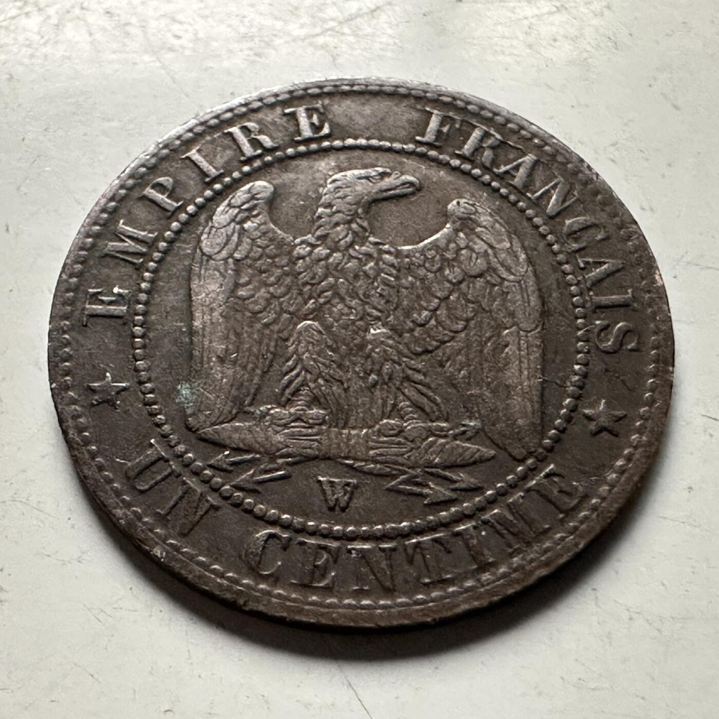 🌹外币初藏🌹🐯2026年第30场   每周二四六晚8️⃣点 接代拍 法国1857年拿破仑三世 1生丁 铜币