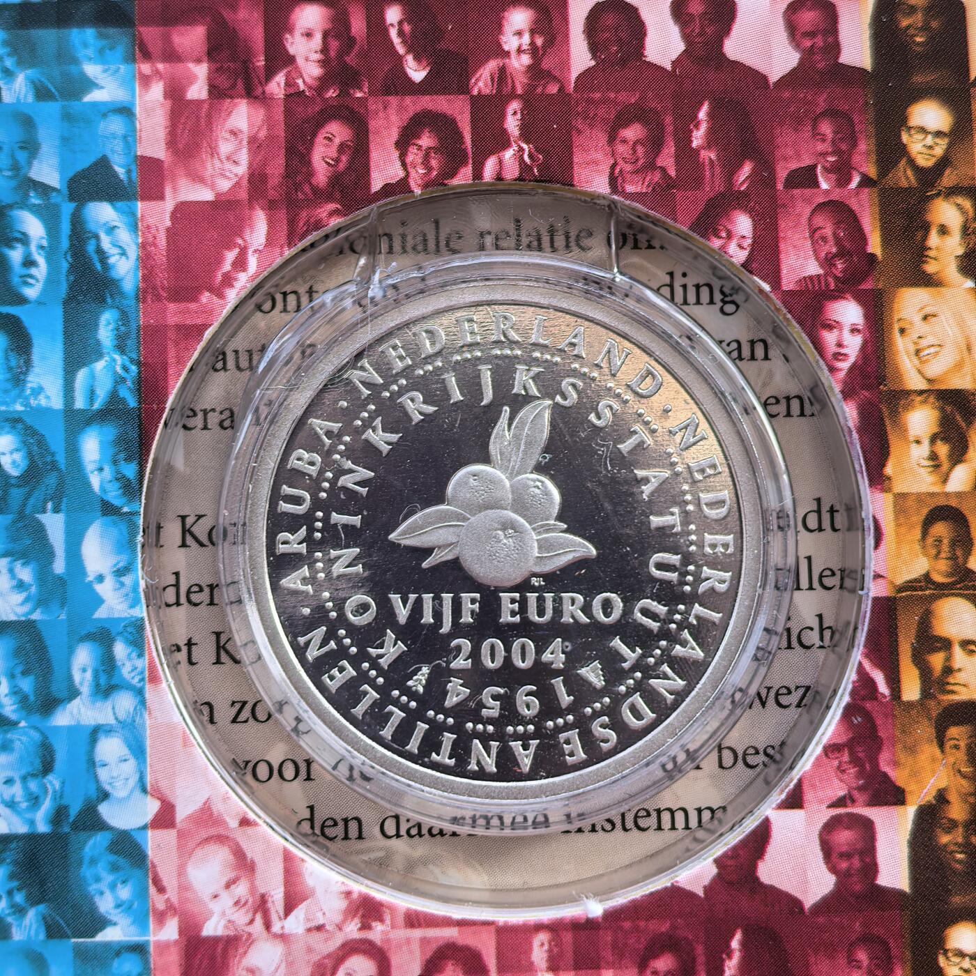 道一币馆币章第一百七十场 原包装 荷兰2004年国内自治50周年5欧元精制银币