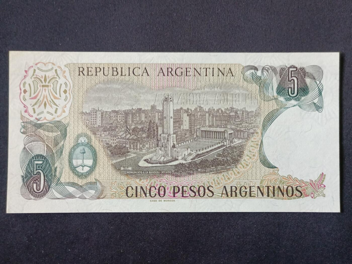 【游宝拍卖】丙午马年第13期 阿根廷-5比索【圣马丁版 全新UNC】