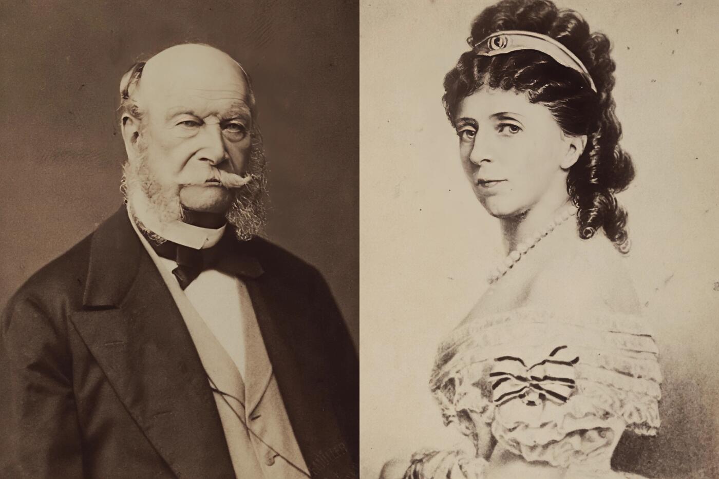 【俄甄集藏】2026年(049)03-18星期三 晚 19:30 全场包邮 德国1879年威廉一世与奥古斯塔皇后金婚白色金属大型纪念章，直径：60mm，重量：101.2克，高浮雕，类精制底板，边缘有小磕碰