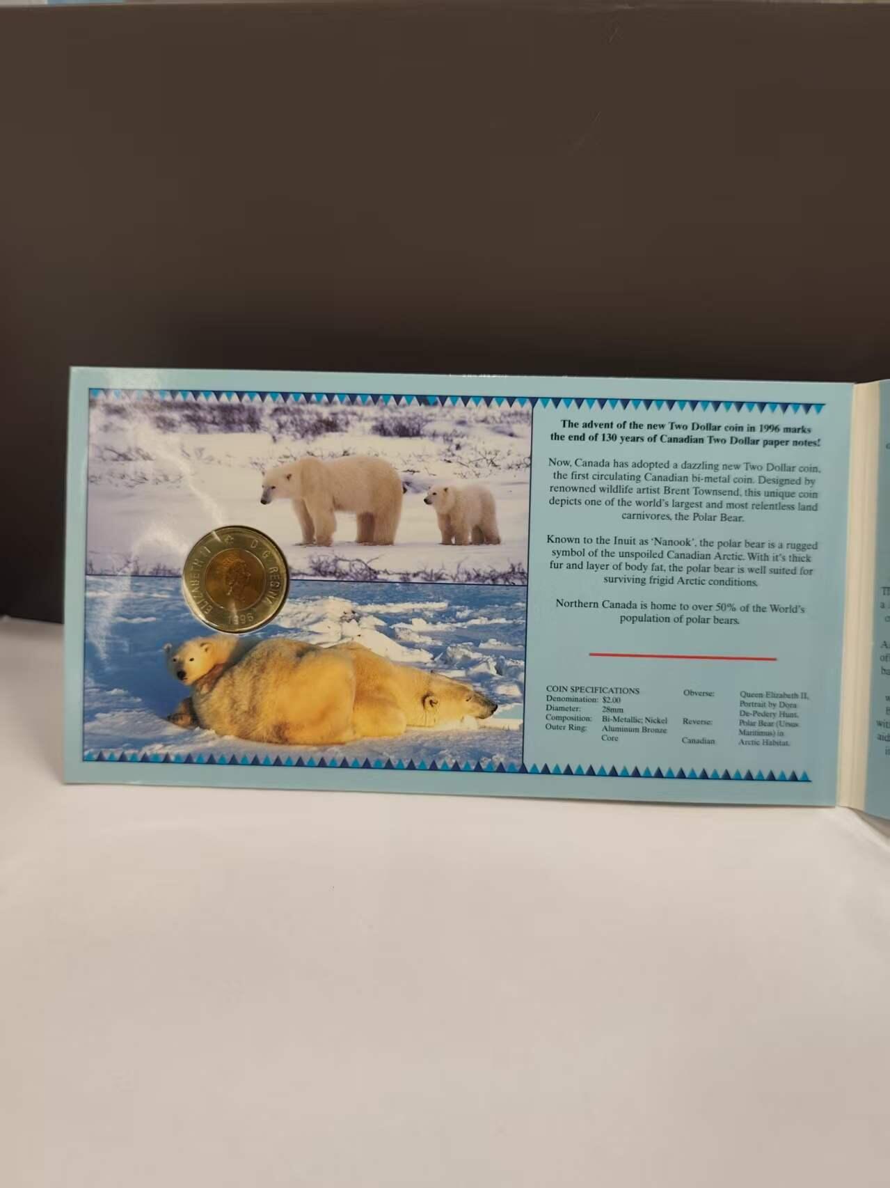 G&W世界散币，银币处理专场（第46场） 加拿大1996年2元  卡装  带一张2加元纸币