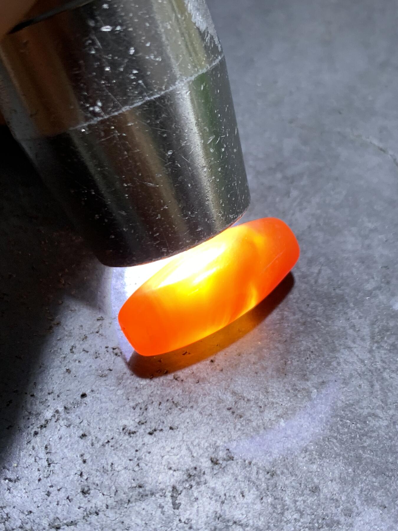 精美高玉化柿子红玛瑙天眼纹桶珠一颗，