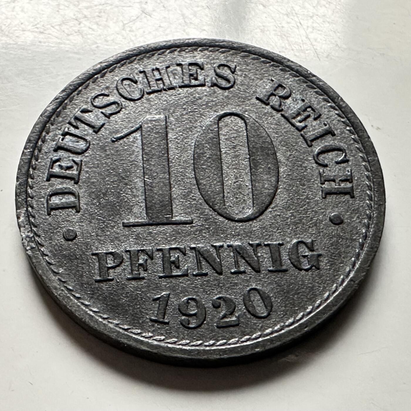 🌹外币初藏🌹🐯2026年第30场   每周二四六晚8️⃣点 接代拍 德国1920年 10芬尼 铁币 