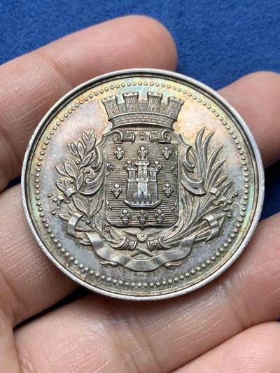 《竞宝斋》第472场 周日，周一，周二 3场连拍 （全场包邮）欢迎送拍 - 法国梅伦火枪银章，37.6g，40.8mm，蜜蜂边铭