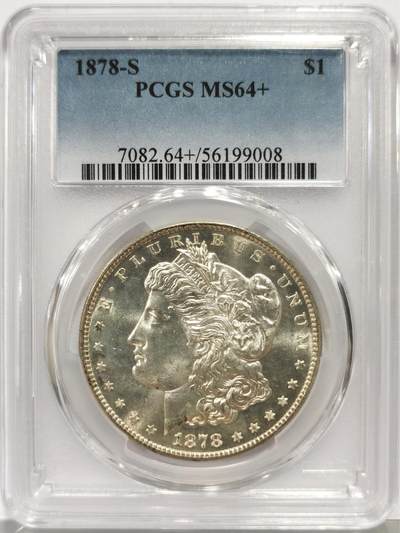 博洋堂世界钱币拍卖第165期（全场包邮） - PCGS MS64+ 美国1878 S 摩根 首年稀有摩根 转光犀利 铸痕清晰 银光闪耀