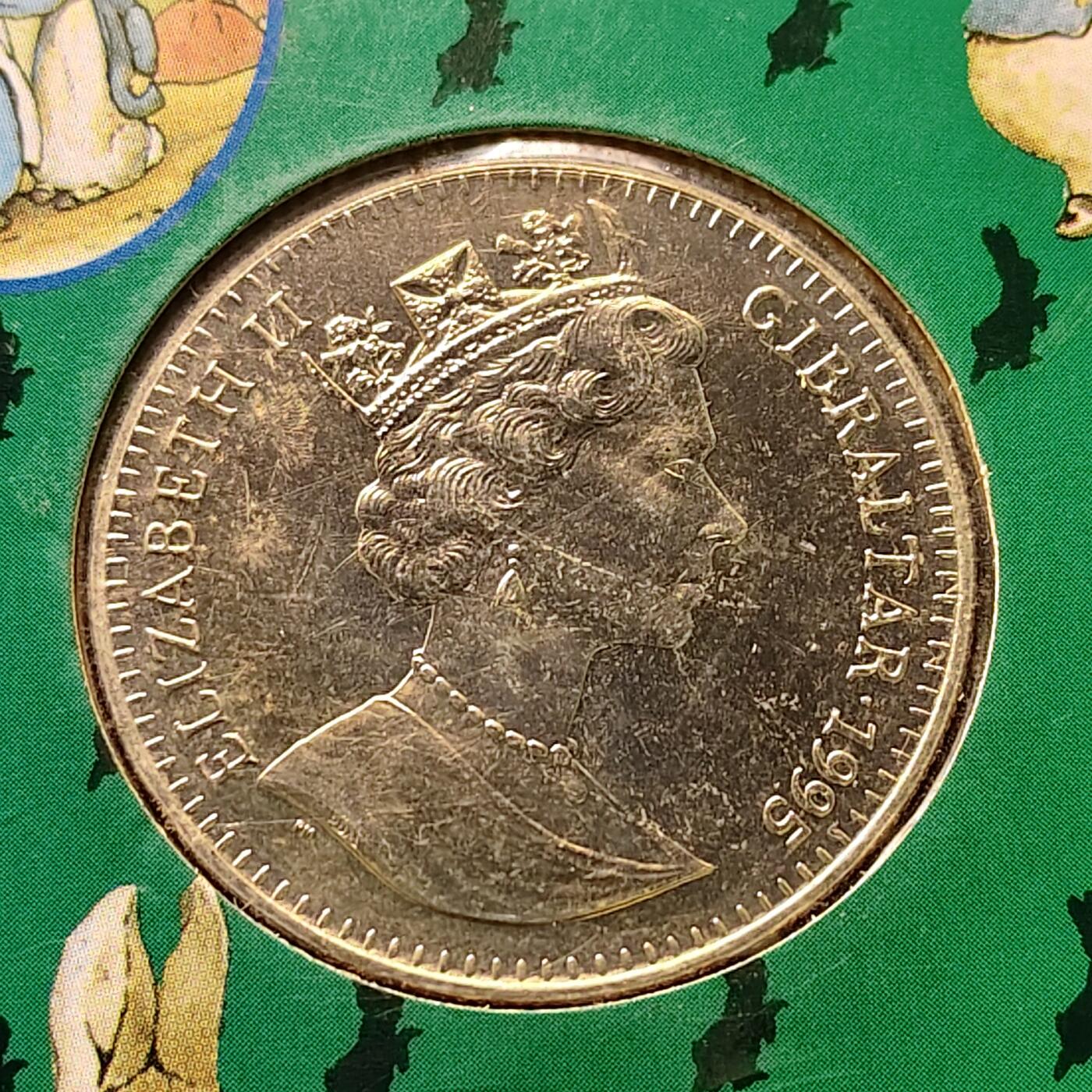 【全场包邮】纯粹捡漏拍513场 直布罗陀1995年1克朗彼得兔系列官方卡装克朗型纪念币