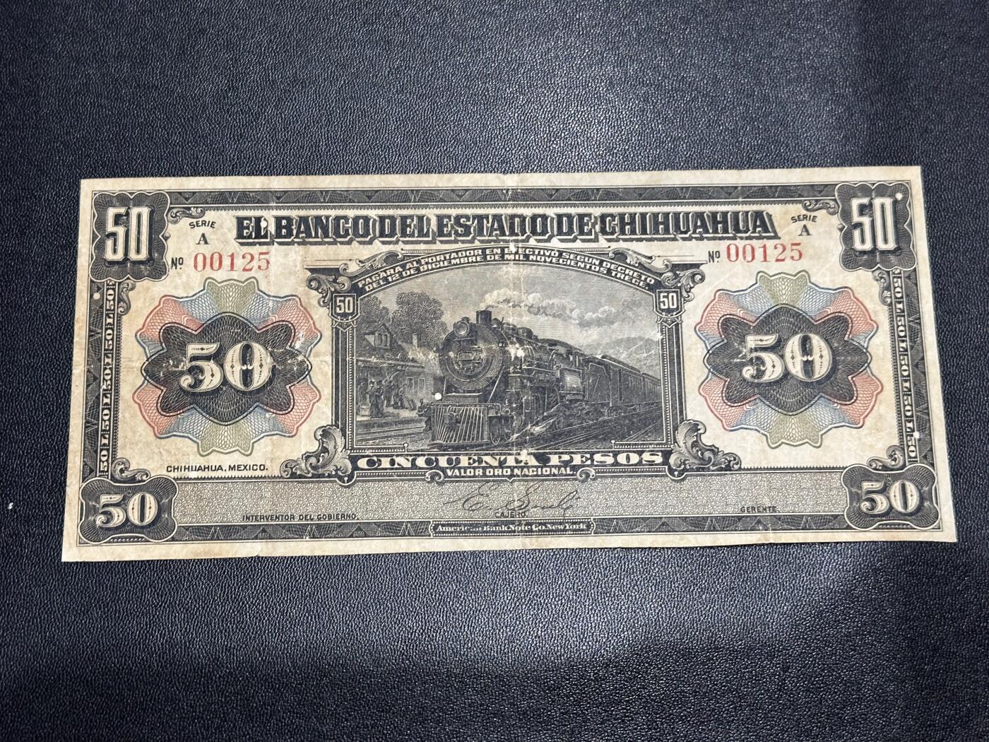 《外钞收藏家》第六百一十九期（精品场）（长期征集拍品、欢迎藏友们联系合作） 奇瓦瓦/墨西哥 1913年50比索 非全新 品相如图