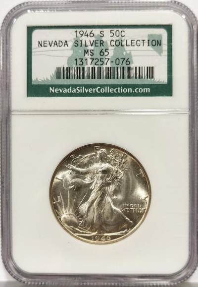 博洋堂世界钱币拍卖第165期（全场包邮） - NGC MS65 美国1946 S 行走女神半圆 麦稀奇所见最高分 老盒严评 源自于内华达收藏 收藏好物