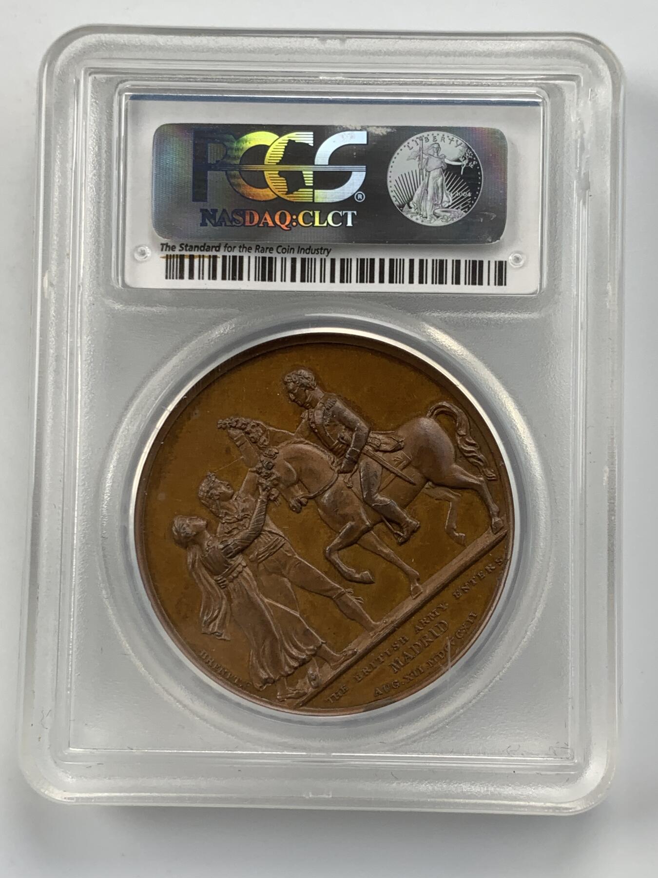 掌中浮雕-藏着的欧洲第055场 PCGS SP64+ : 1812年英国萨拉曼卡战役纪念铜章，41mm