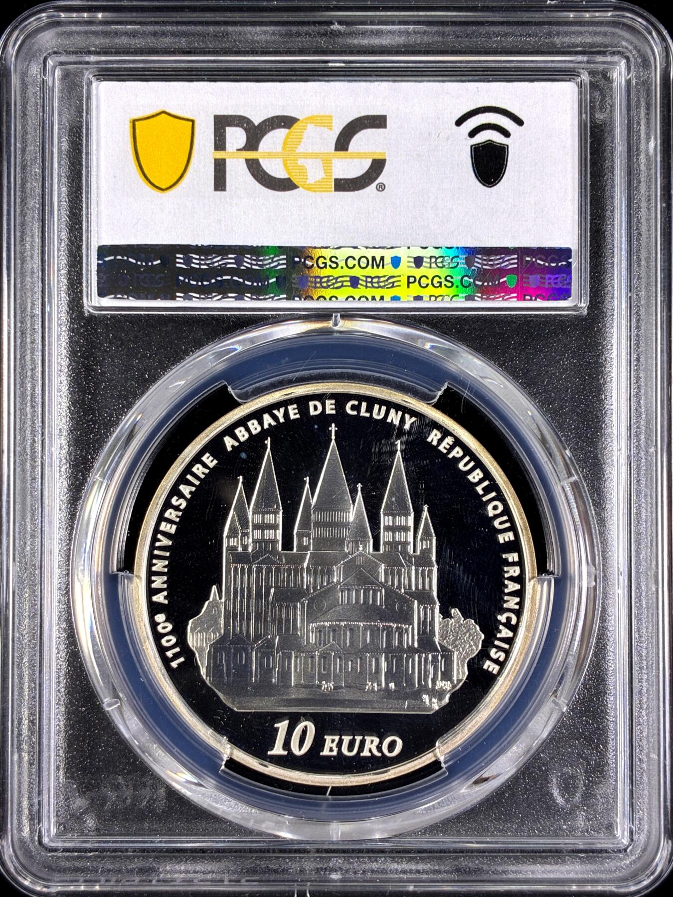 【雨安】【直播拍卖】【第0129期-评级币章】2026-03-21 周六 19:30 (金价1115, 银价20.09) [评级欧元] France 欧元 法国 10欧元 2010年 克吕尼修道院 Cluny Abbey PCGS-PR69DCAM 精制币
