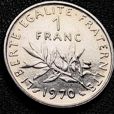 泉币菌-第212场-拍品多 请提前出价（工作最近较忙 发货不及时，望理解） - 1970年 法国1法郎 播种女神 24mm