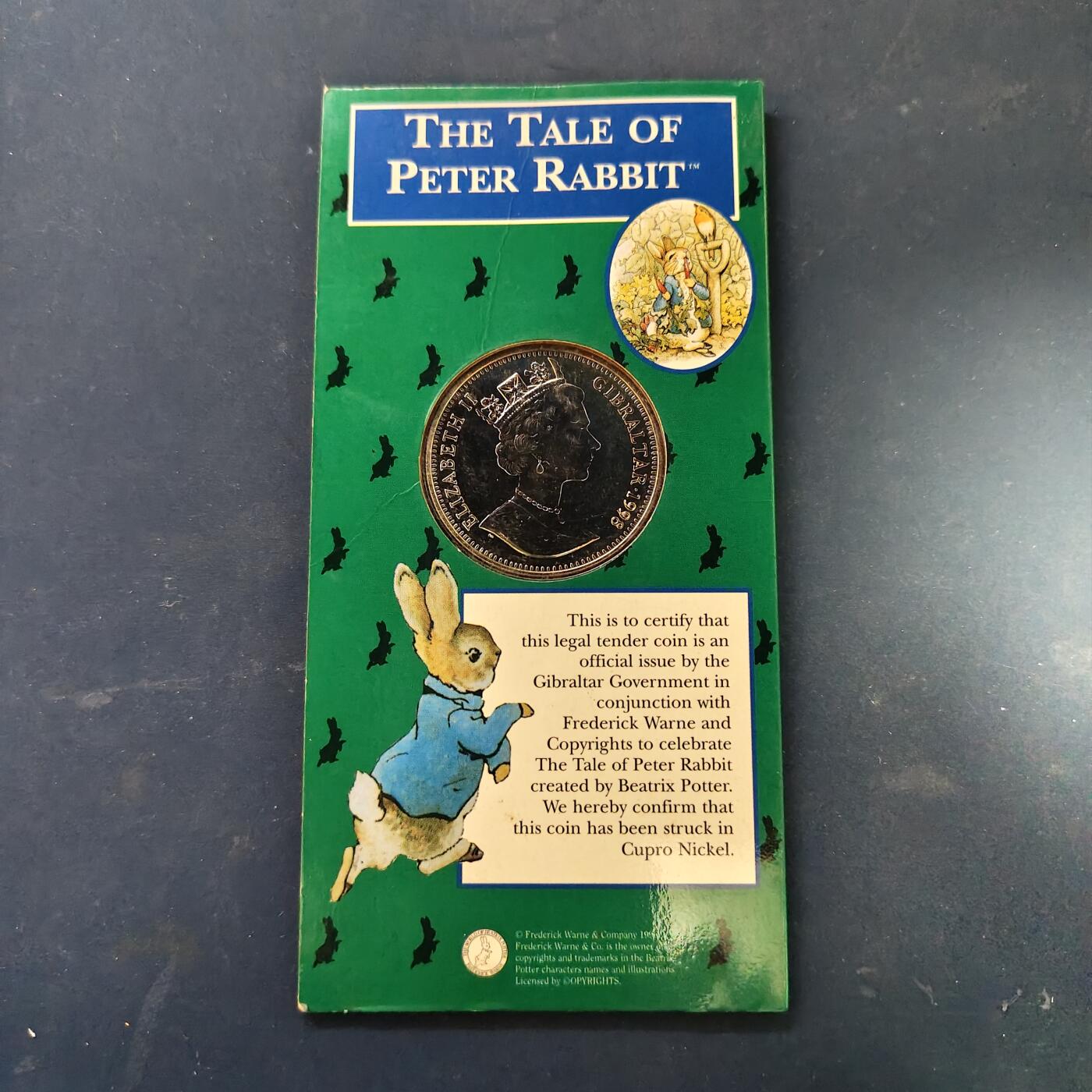 【全场包邮】纯粹捡漏拍513场 直布罗陀1998年1克朗彼得兔系列官方卡装克朗型纪念币