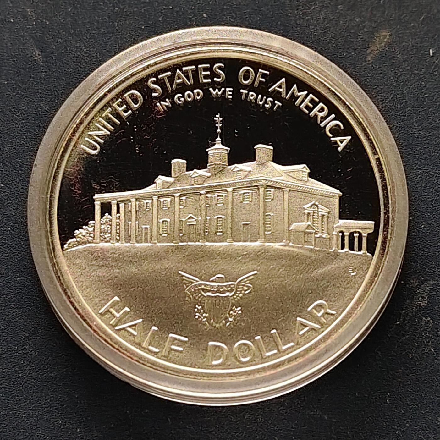 【全场包邮】纯粹捡漏拍513场 美国1982年半元华盛顿诞生250周年官方封装精制纪念银币【30.6毫米12.5克90%】-盒证全