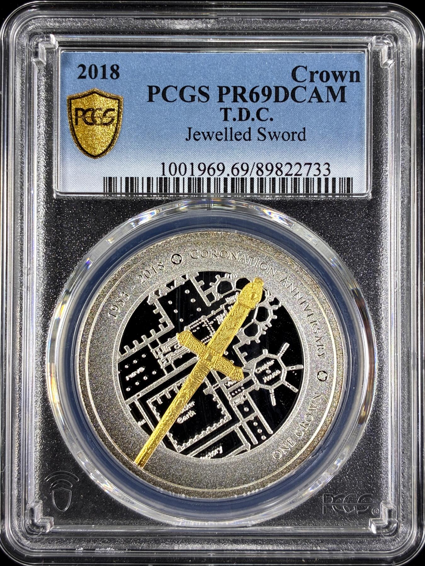 【雨安】【直播拍卖】【第0129期-评级币章】2026-03-21 周六 19:30 (金价1115, 银价20.09) [评级现代] Tristan da Cunha 特里斯坦-达库尼亚群岛 5镑 2018年 剑 PCGS-PR69DCAM 精制币