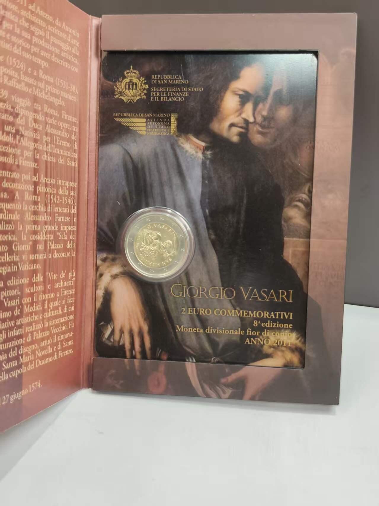 G&W世界散币，银币处理专场（第46场） 圣马力诺2011年2欧元  意大利文艺复兴艺术史家  建造师 乔治奥 瓦萨里诞辰500周年纪念