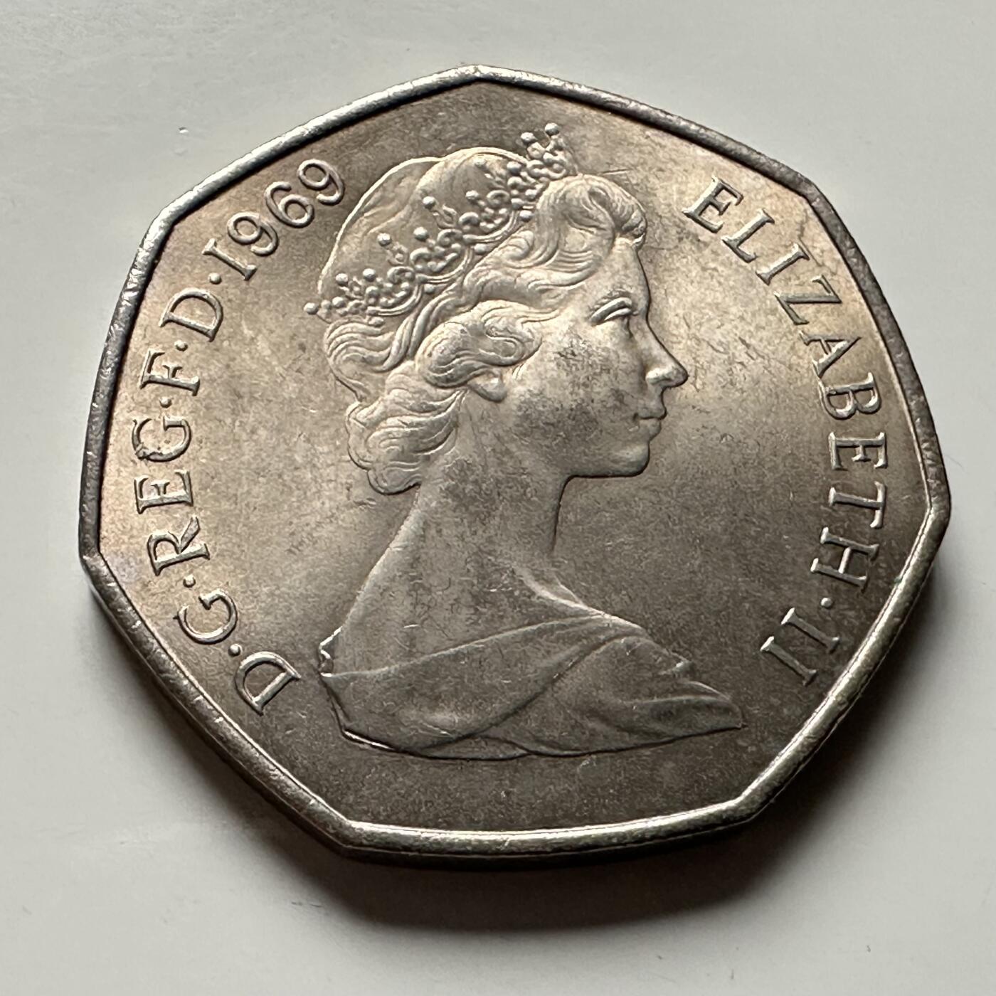 🌹外币初藏🌹🐯2026年第30场   每周二四六晚8️⃣点 接代拍 英国1969年50便士 全新 e