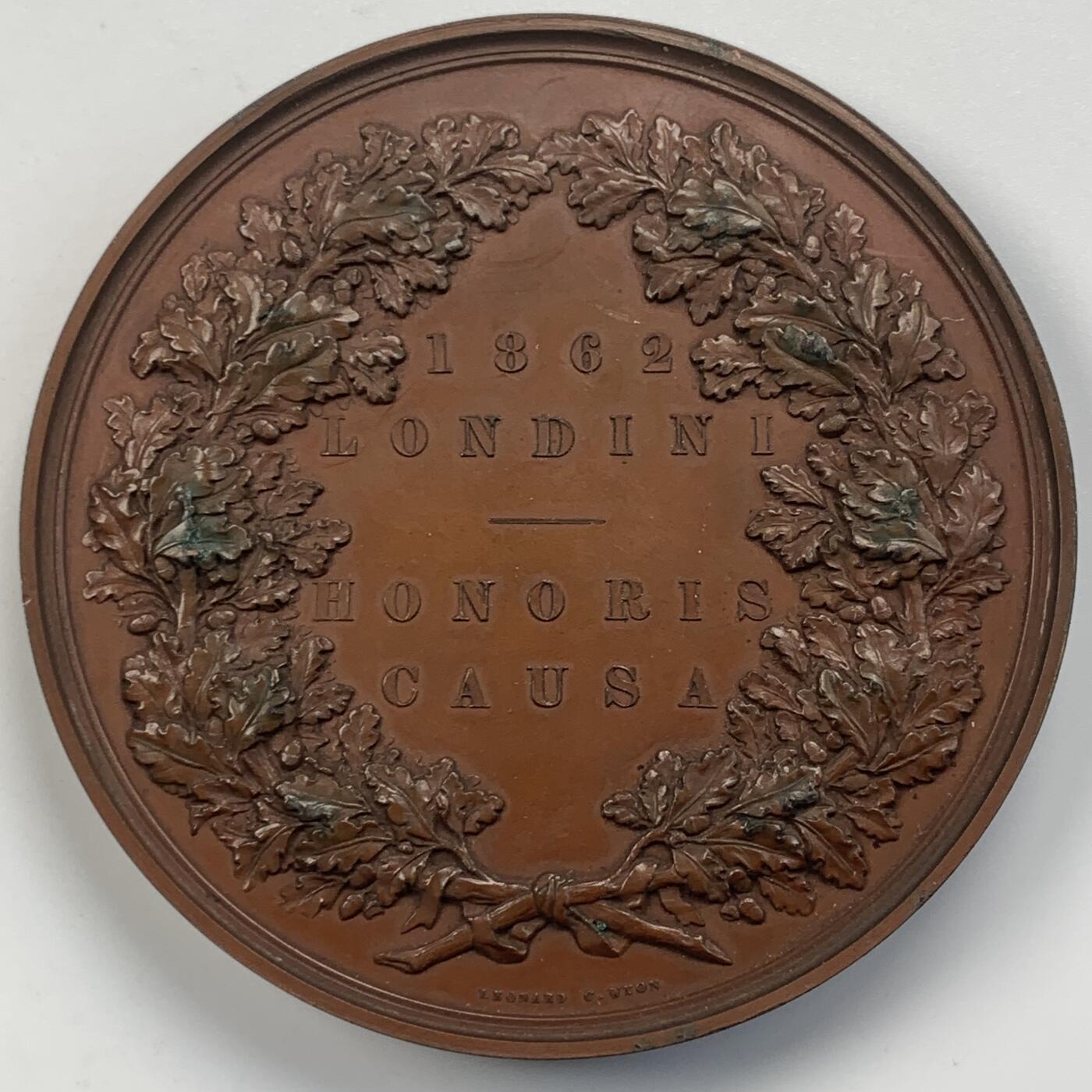 掌中浮雕-藏着的欧洲第055场 1862年世界博览会铜章，77mm，L. C. Wyon雕刻, 颁发给 John Penn