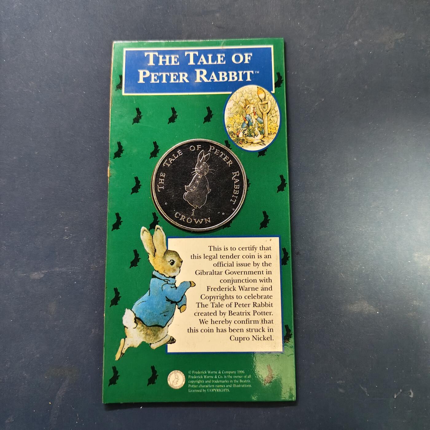 【全场包邮】纯粹捡漏拍513场 直布罗陀1997年1克朗彼得兔系列官方卡装克朗型纪念币