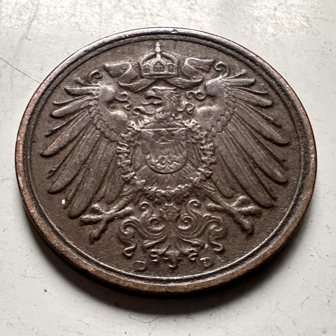 🌹外币初藏🌹🐯2026年第30场   每周二四六晚8️⃣点 接代拍 德国1913年 1芬尼 铜币 长翅鹰