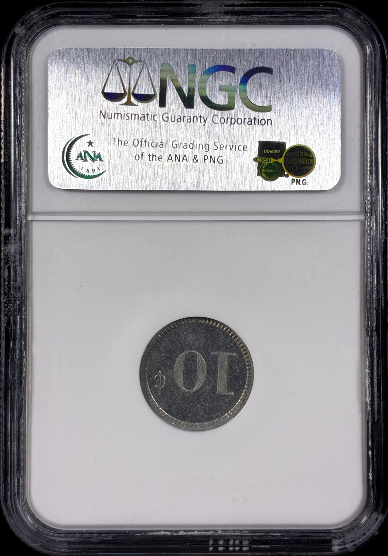 【雨安】【直播拍卖】【第0129期-评级币章】2026-03-21 周六 19:30 (金价1115, 银价20.09) [评级美洲] USA 美国 代用币 加利福尼亚州贝克斯菲尔德 1910年  NGC-MS62