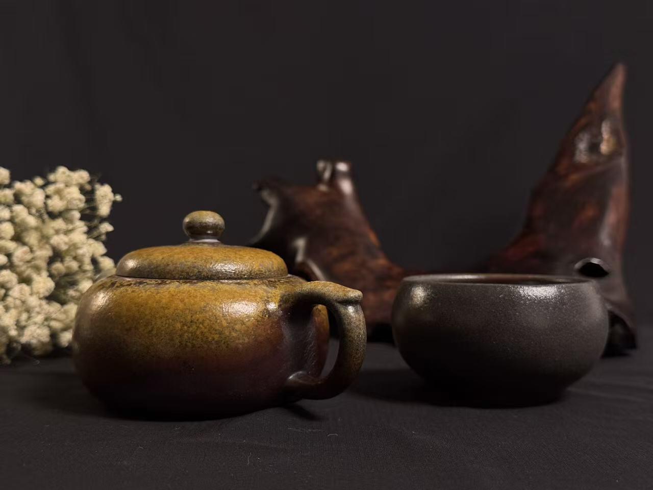 零元拍：原矿紫砂壶柴烧苹果+柴烧主人杯（150CC左右）