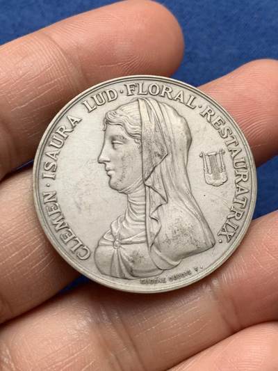 《竞宝斋》第472场 周日，周一，周二 3场连拍 （全场包邮）欢迎送拍 - 法国1823年图卢兹花卉节银质代币，22.49g，35.6mm，丰饶角1argent边铭