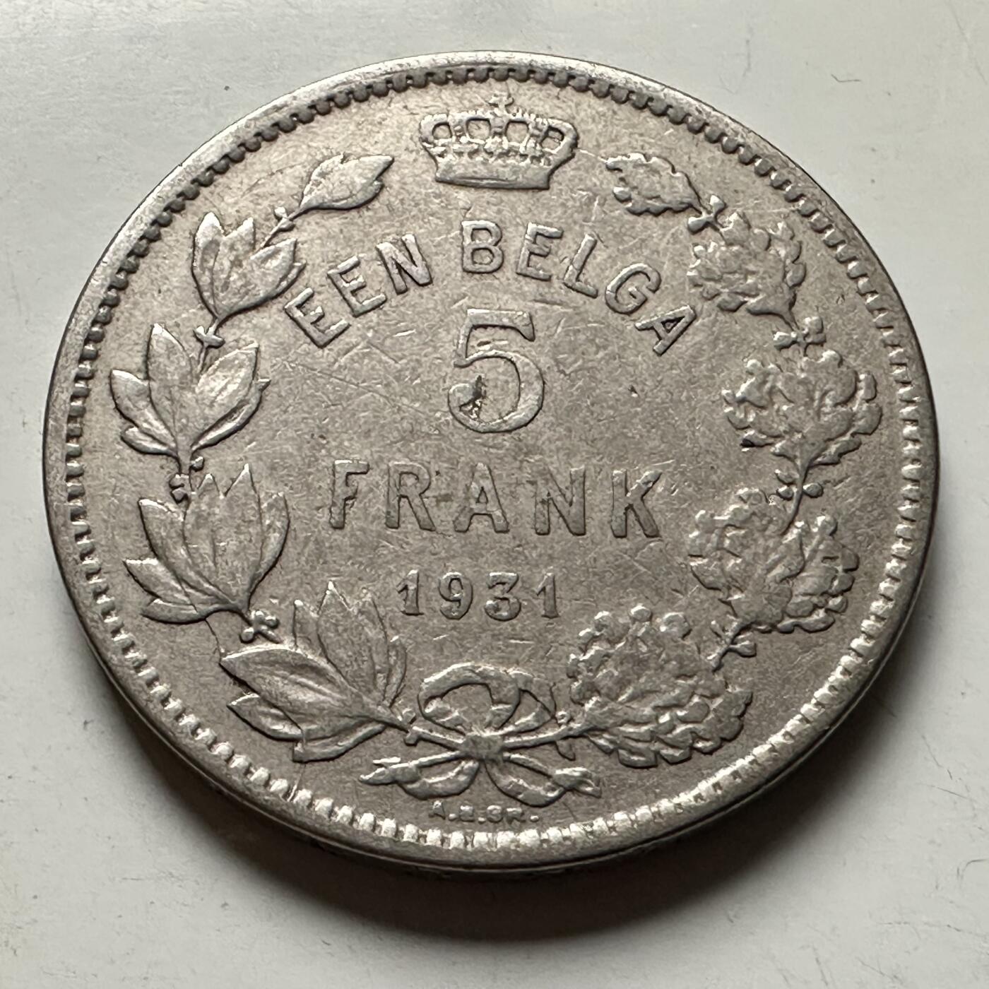 🌹外币初藏🌹🐯2026年第30场   每周二四六晚8️⃣点 接代拍 比利时1931年5法郎 a