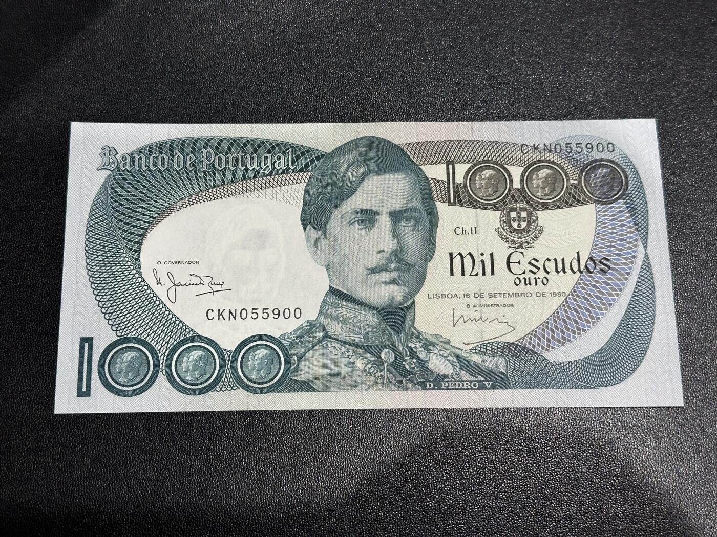 《外钞收藏家》第六百一十九期（精品场）（长期征集拍品、欢迎藏友们联系合作） 1980年葡萄牙1000 全新 号码无47靓号