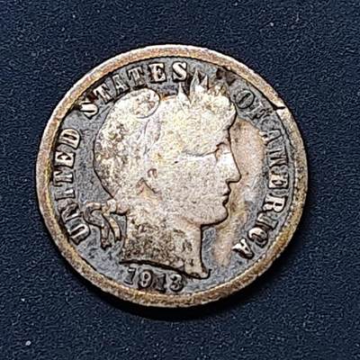 【全场包邮】纯粹捡漏拍512场 - 美国1913年女神10分银币【17.9毫米2.5克90%】