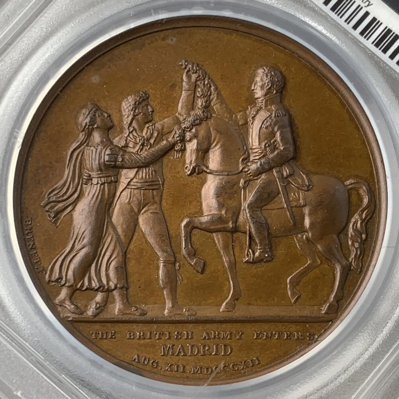 掌中浮雕-藏着的欧洲第055场 PCGS SP64+ : 1812年英国萨拉曼卡战役纪念铜章，41mm