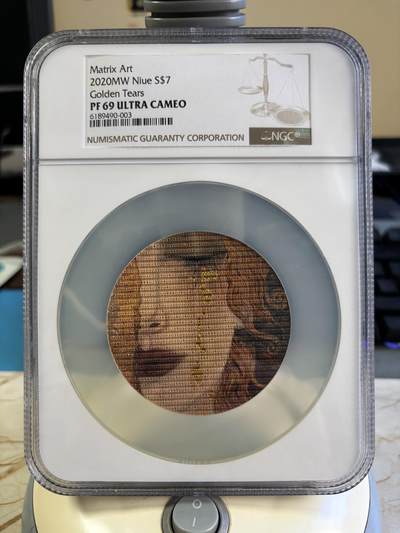 第193期拍卖 - 纽埃2020年7元彩色精制银币 矩阵艺术-黄金泪水 3盎司999银 发行量：500 NGC PF69UC