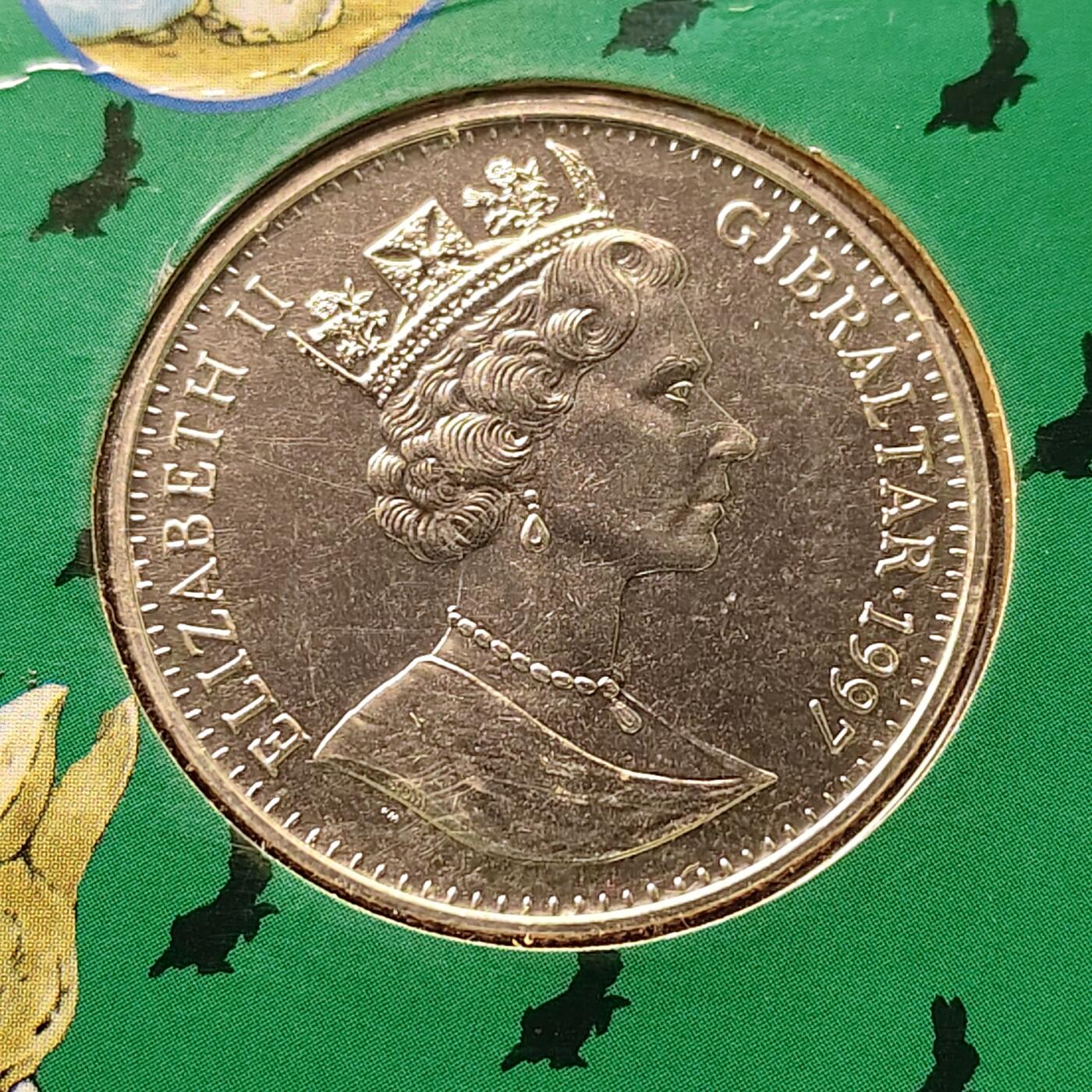 【全场包邮】纯粹捡漏拍513场 直布罗陀1997年1克朗彼得兔系列官方卡装克朗型纪念币